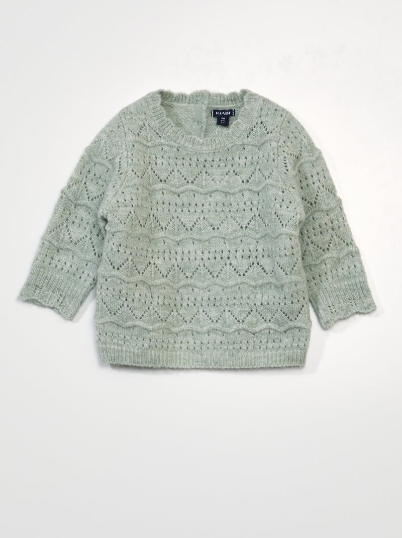 Jersey de punto calado VERDE - Kiabi