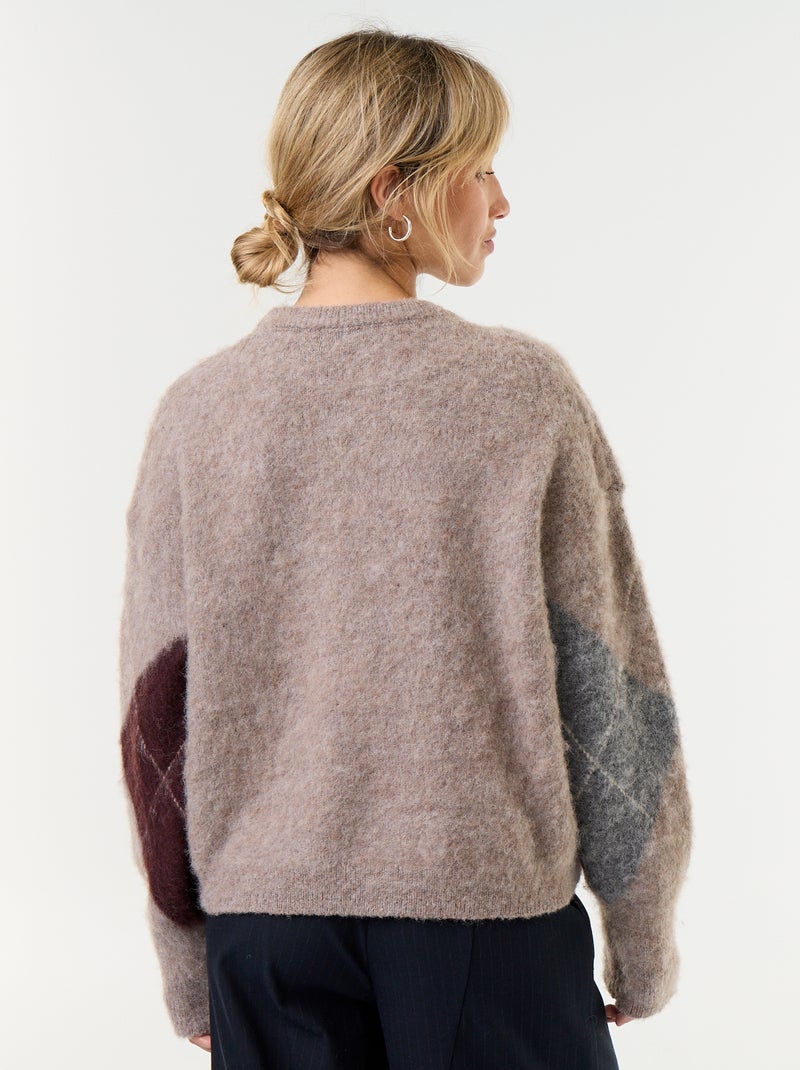 Jersey de punto cálido de cuello redondo Marron - Kiabi