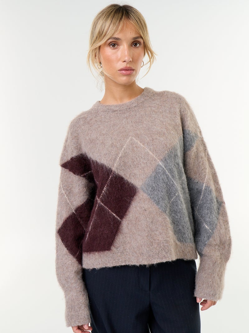 Jersey de punto cálido de cuello redondo Marron - Kiabi
