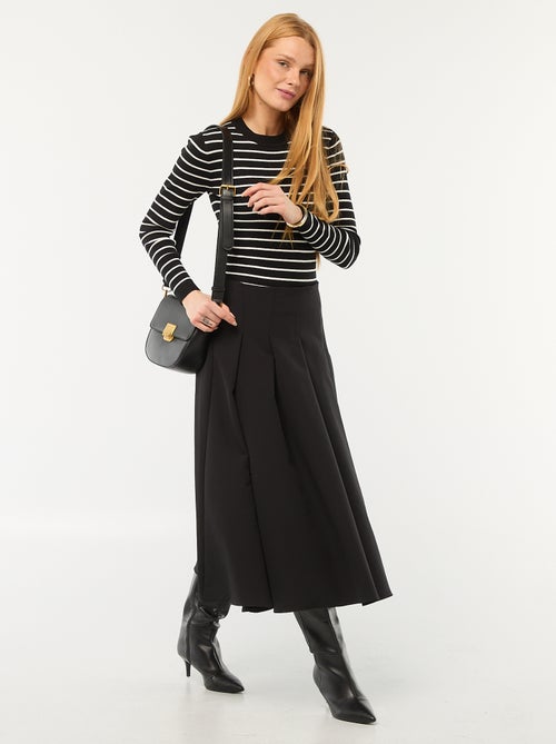 Jersey de punto canalé a rayas con cuello redondo - Kiabi