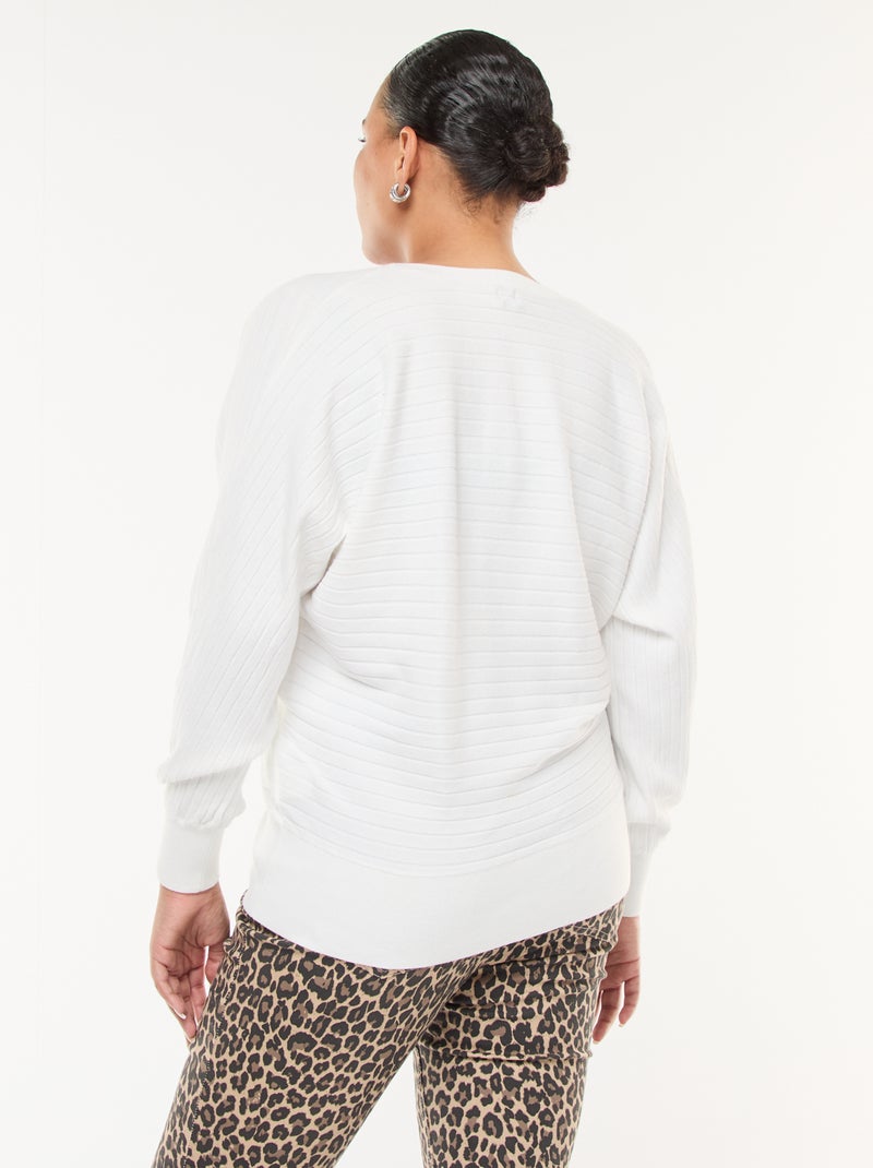 Jersey de punto canalé Blanco - Kiabi