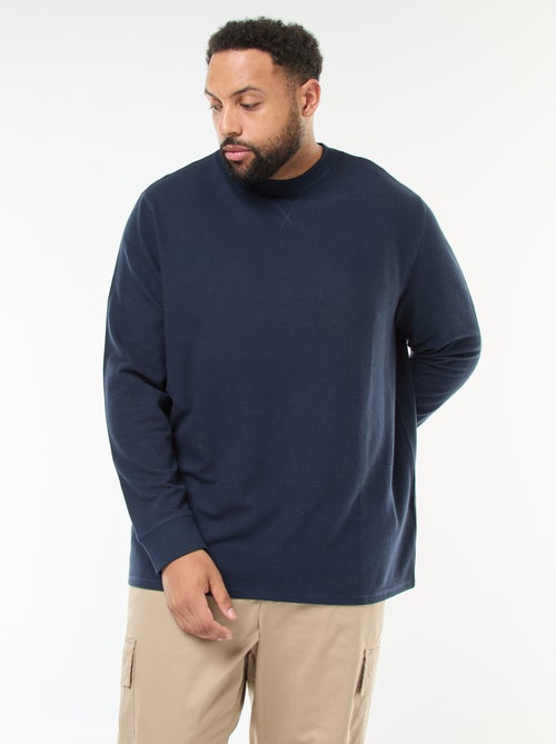 Jersey de punto canalé con cuello redondo - Kiabi