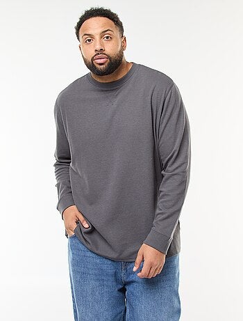 Jersey de punto canalé con cuello redondo