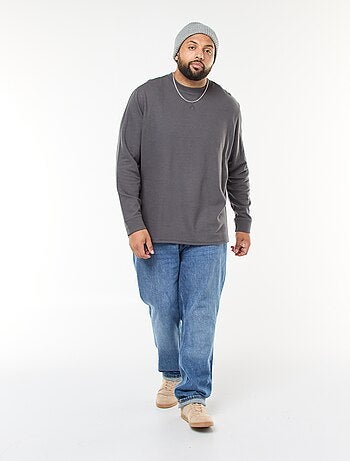 Jersey de punto canalé con cuello redondo