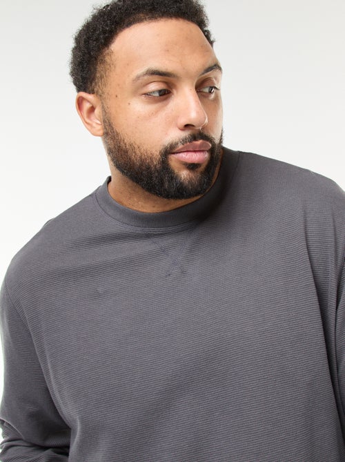 Jersey de punto canalé con cuello redondo - Kiabi