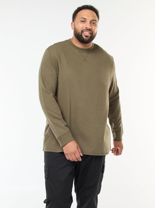 Jersey de punto canalé con cuello redondo - Kiabi