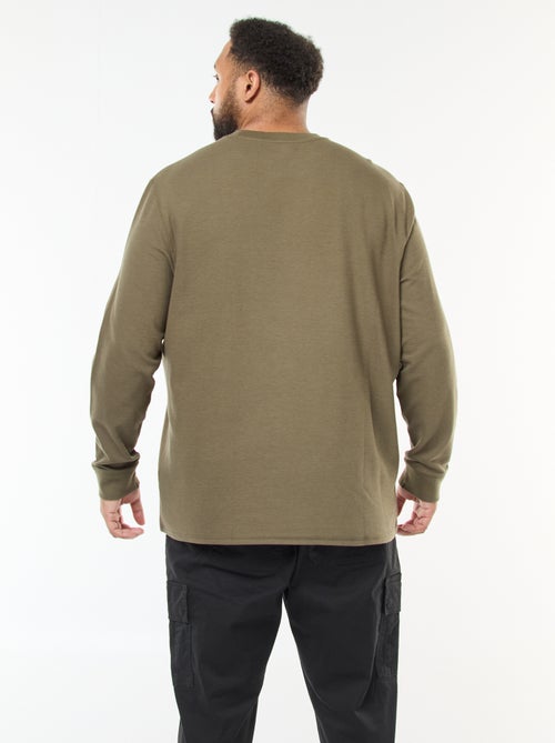 Jersey de punto canalé con cuello redondo - Kiabi