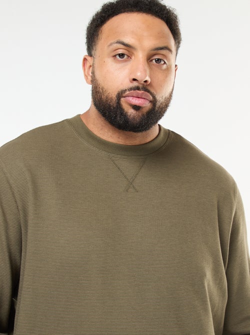 Jersey de punto canalé con cuello redondo - Kiabi