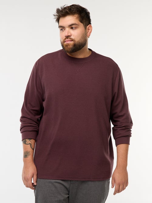 Jersey de punto canalé con cuello redondo - Kiabi