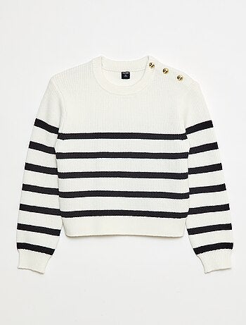 Jersey de punto canalé con hombro abotonado