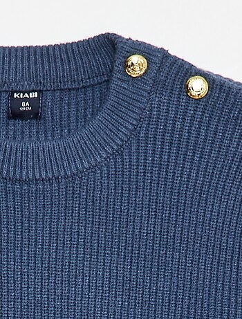 Jersey de punto canalé con hombro abotonado