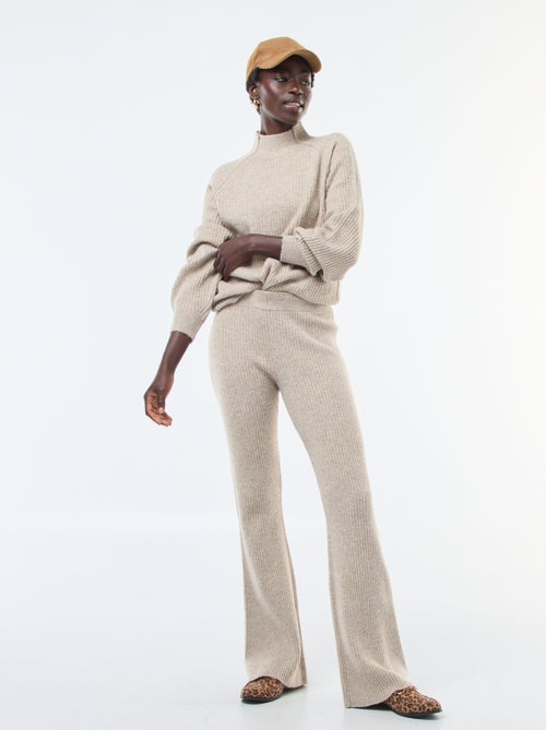 Jersey de punto canalé de manga larga y cuello alto - Kiabi