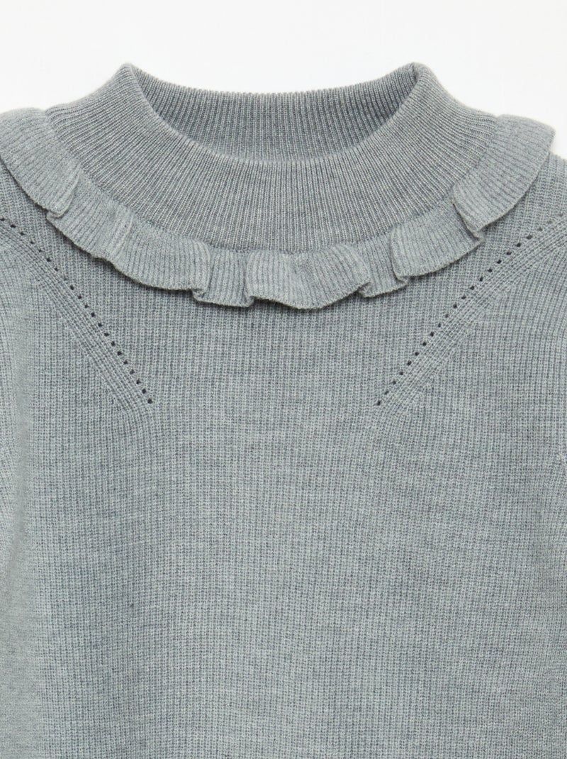 Jersey de punto canalé Gris - Kiabi