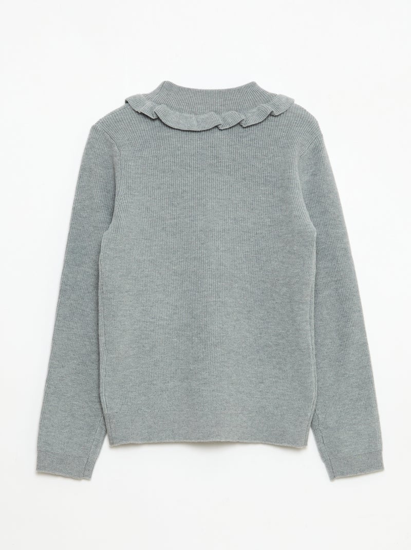 Jersey de punto canalé Gris - Kiabi