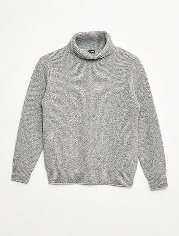 Jersey de punto acanalado liso con cuello alto