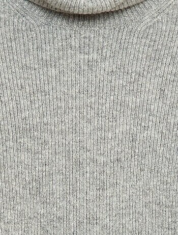 Jersey de punto acanalado liso con cuello alto