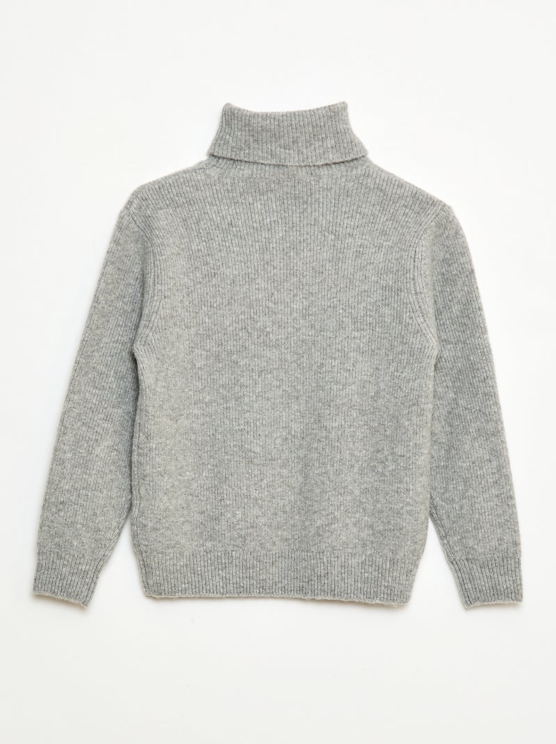 Jersey de punto canalé liso con cuello alto Gris - Kiabi