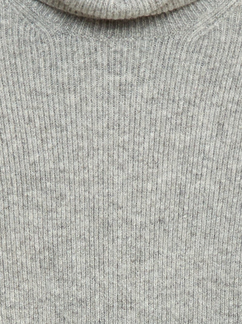 Jersey de punto canalé liso con cuello alto Gris - Kiabi