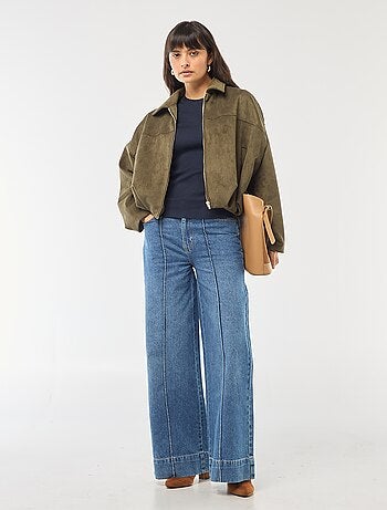 Jersey de cuello redondo en canalé liso