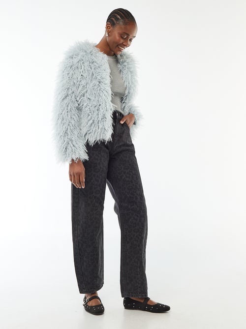 Jersey de punto canalé liso con cuello redondo - Kiabi