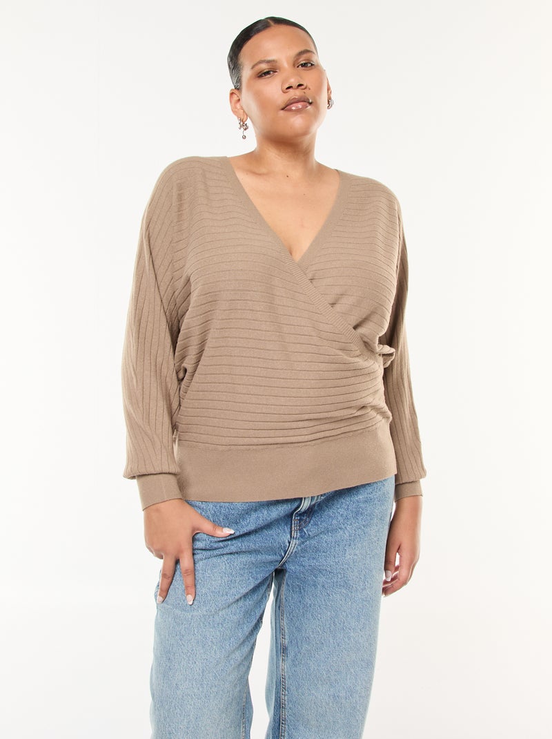 Jersey de punto canalé Marron - Kiabi