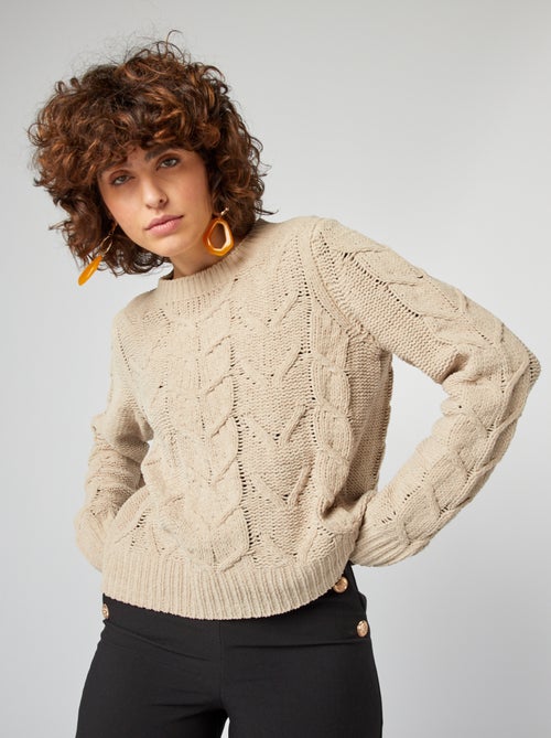 Jersey de punto chenilla con trenzado - Kiabi