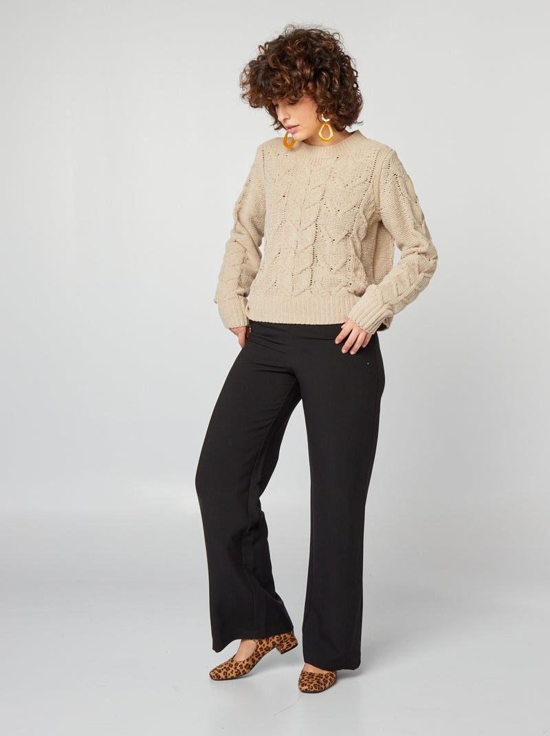 Jersey de punto chenilla con trenzado BEIGE - Kiabi