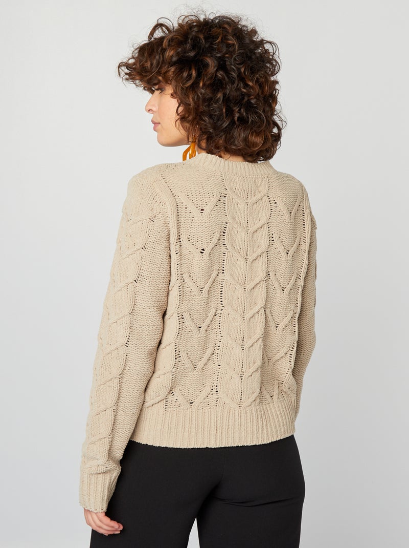 Jersey de punto chenilla con trenzado BEIGE - Kiabi