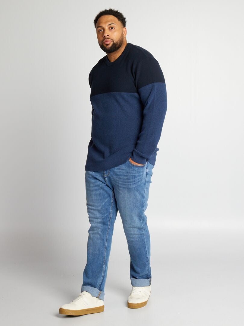 Jersey de punto colorblock AZUL - Kiabi