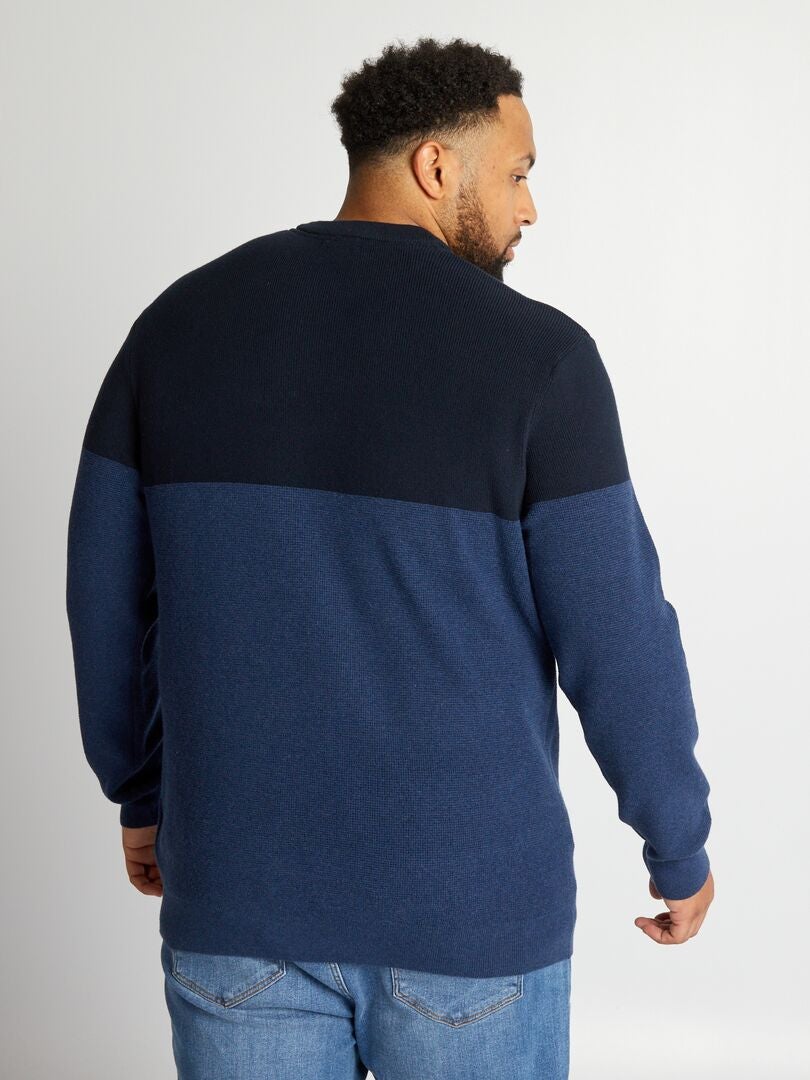 Jersey de punto colorblock AZUL - Kiabi