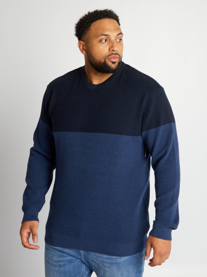 Jersey de punto colorblock AZUL - Kiabi