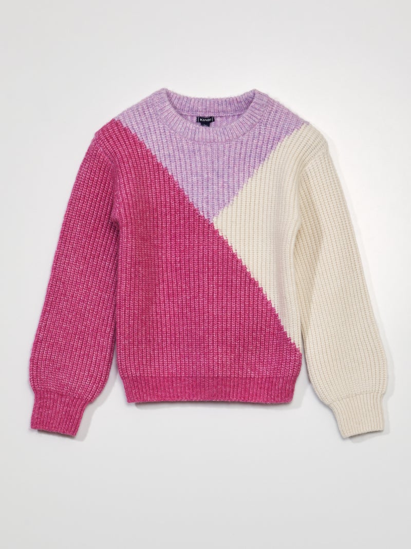 Jersey de punto colorblock BLANCO - Kiabi