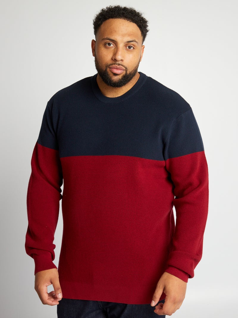 Jersey de punto colorblock ROJO - Kiabi