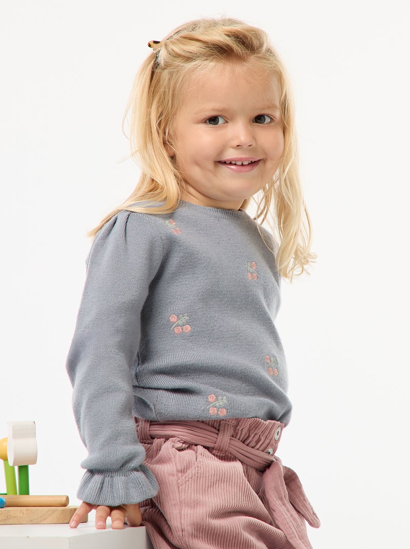 Jersey de punto compacto con bordados Azul - Kiabi