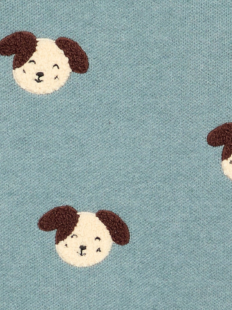 Jersey de punto compacto con bordados de animales Azul - Kiabi