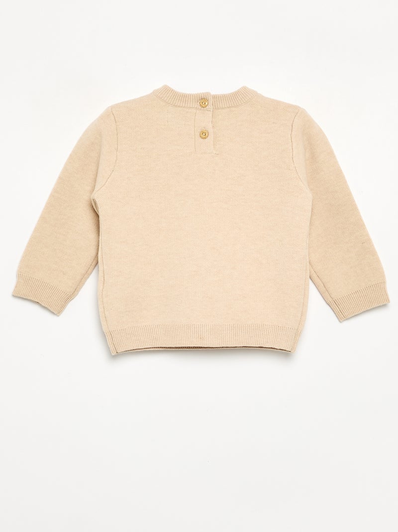 Jersey de punto compacto con bordados de animales Beige - Kiabi