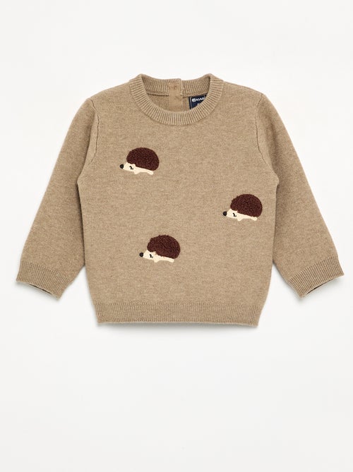 Jersey de punto compacto con bordados de animales - Kiabi