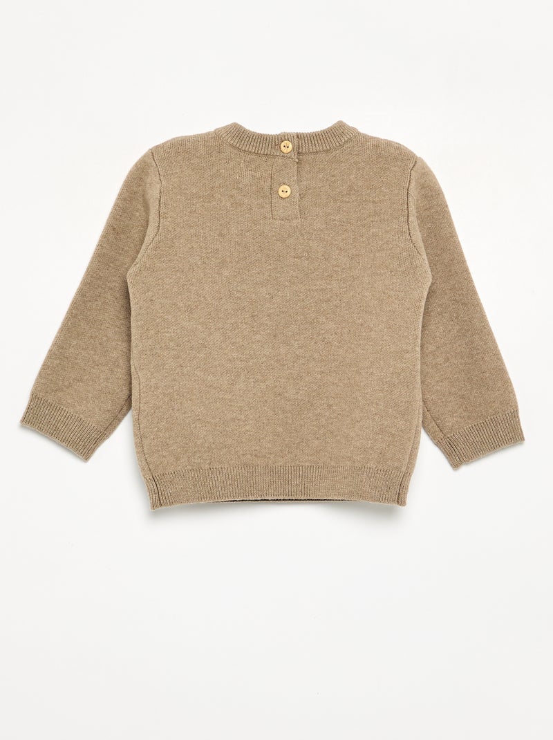 Jersey de punto compacto con bordados de animales Beige - Kiabi