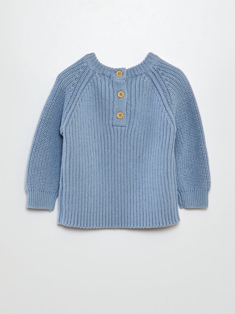 Jersey de punto con 3 botones en el cuello AZUL - Kiabi