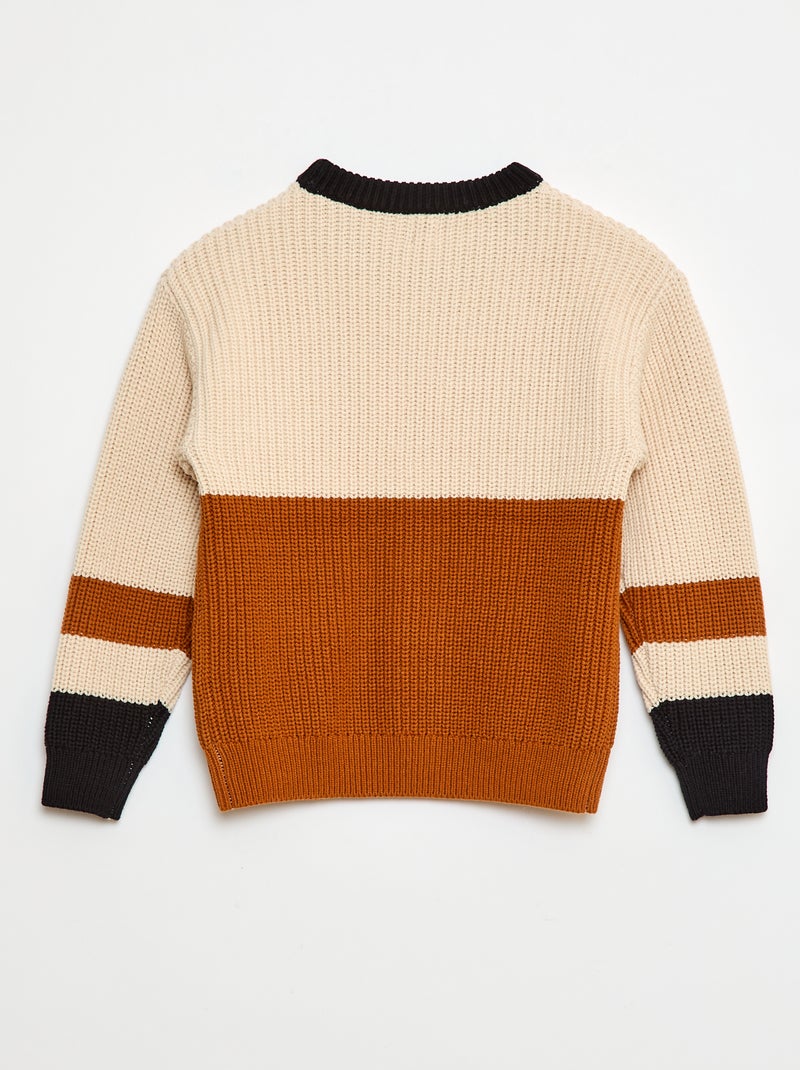 Jersey de punto con bloques de color Beige - Kiabi