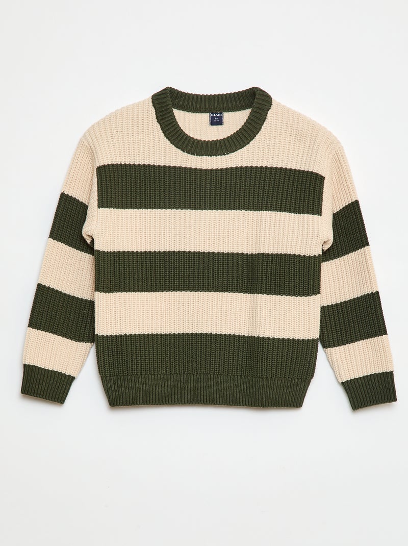Jersey de punto con bloques de color Verde - Kiabi