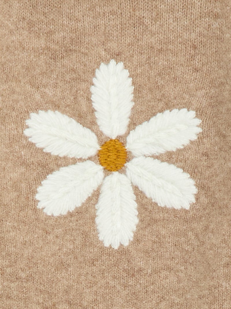 Jersey de punto con bordado Beige - Kiabi