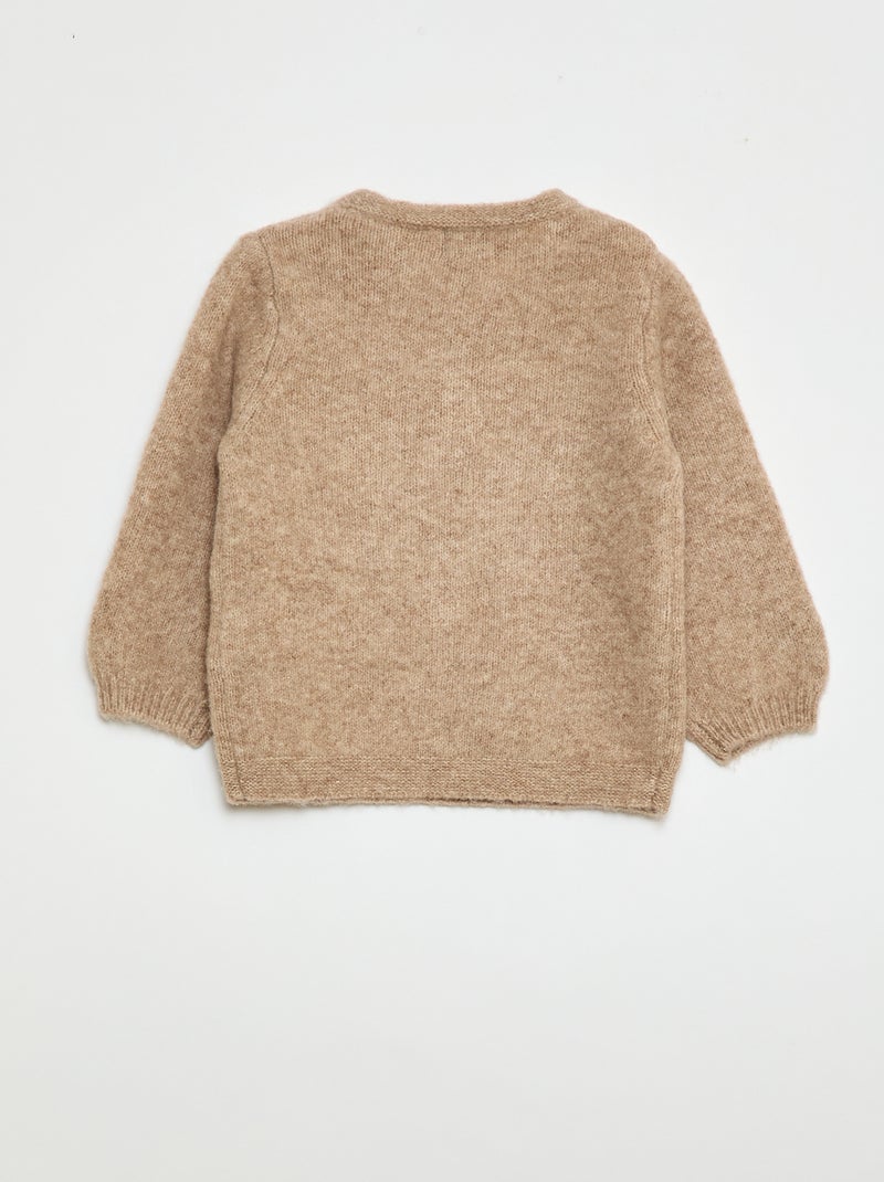 Jersey de punto con bordado Beige - Kiabi