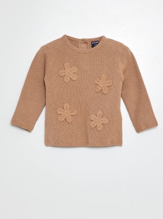 Jersey de punto con bordado de flores
