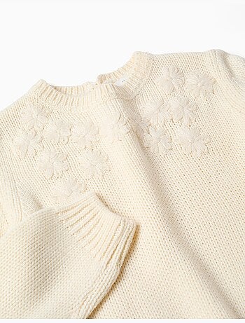 Jersey de punto con bordado floral