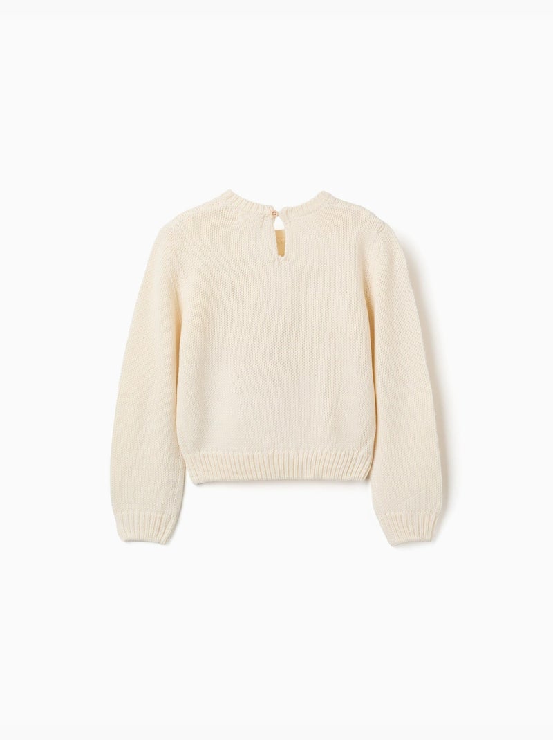 Jersey de punto con bordado floral Blanco - Kiabi