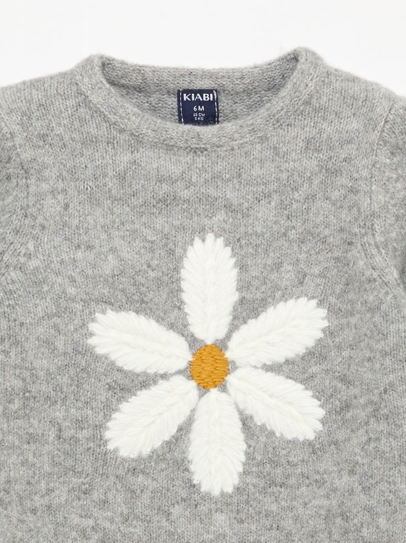 Jersey de punto con bordado Gris - Kiabi