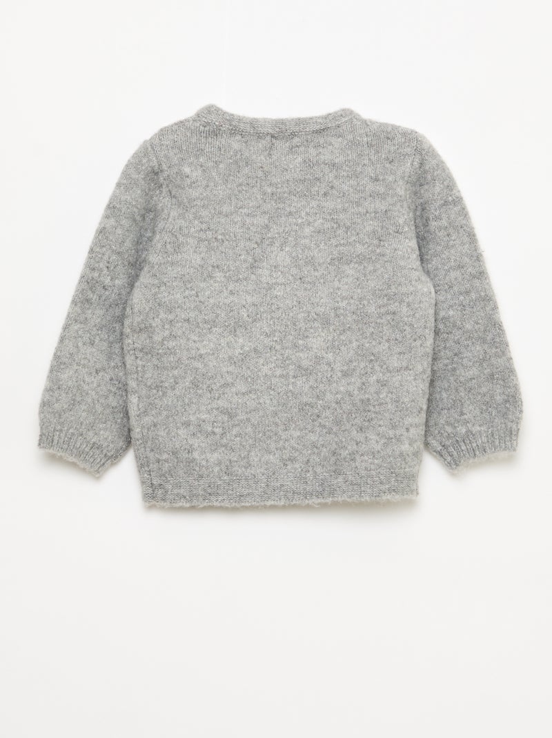 Jersey de punto con bordado Gris - Kiabi