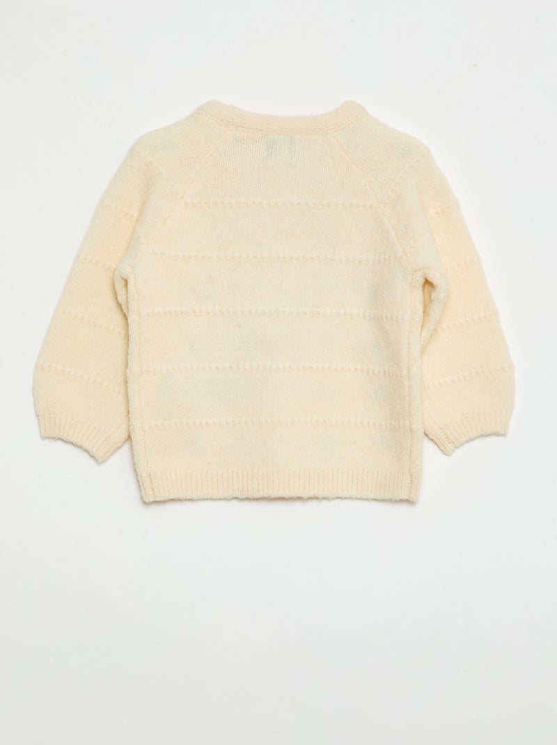 Jersey de punto con bordados Beige - Kiabi