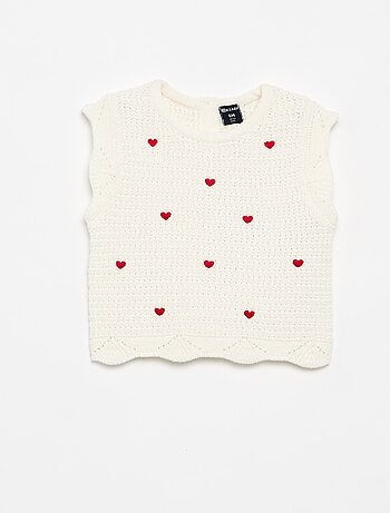 Jersey de punto con bordados de 'corazones'